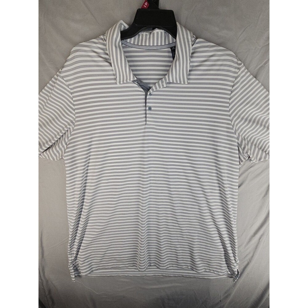 Adidas Golf Polo Shirt 2XL Gray White Stripe Cherokee Valley Short Sleeve